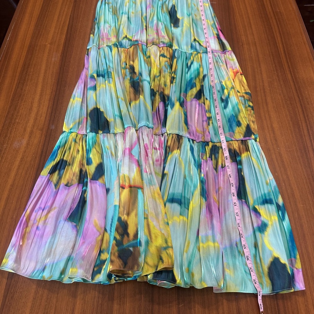 Kobi Halperin Britt Maxi Dress 8 Capri Multi Pleated Metallic Watercolor NWT - Picture 10 of 15
